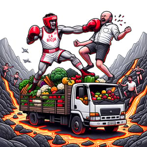 Boxer Punching Scene on Vegetable Truck in Active Volcano | La Rioja Jersey