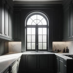 Dark Green Cabinets and White Marble Countertops | Interior Kitchen Design