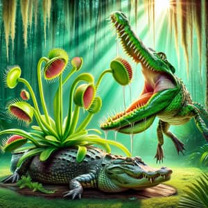 Carnivorous Venus Flytrap Plant Eating Alligator