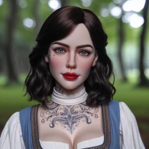 Serene Forest Portrait: Snow White with Face Tattoos
