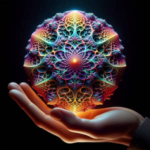 Colorful Geometric Fractal Object Held by Hand