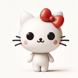 Hello Kitty - Cute White Cartoon Cat with Red Bow