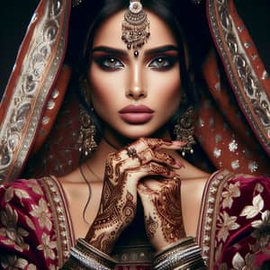 South Asian Princess with Intricate Henna Tattoos | Aladdin Style