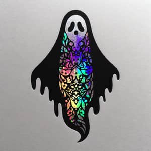 Black and White Ghost Stencil with Holographic Accent
