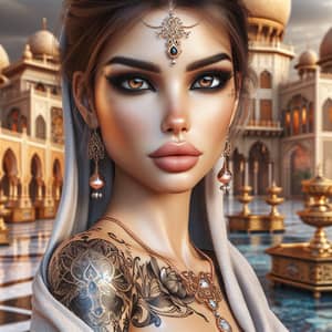 Hyper-Realistic Middle-Eastern Princess with Elaborate Tattoos