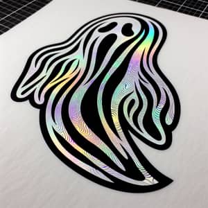 Black and White Ghost Stencil with Holographic Interior