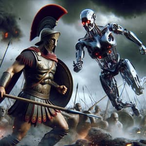 Trojan Warrior vs. Terminator Battle | Epic Clash Imagery