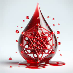 Sacred Geometrical Shapes Formed by Red Fluid Drop