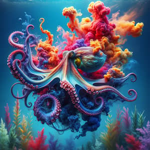 Colorful Octopus Ink Art - Mesmerizing Underwater Scene
