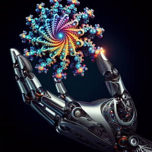 Semi-Robotic Hand Holding Colorful Geometrical Fractal Object