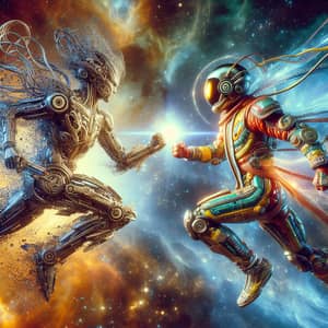Epic Transformer vs. Power Ranger Battle in Outer Space