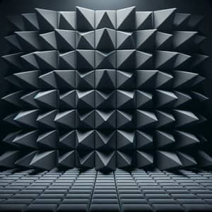 Dark Grey Anechoic Chamber Wall: Pyramid-Shaped Sound-Absorbing Panels