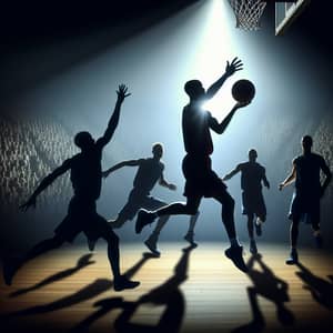 Dynamic Basketball Player Silhouette Layup Shot