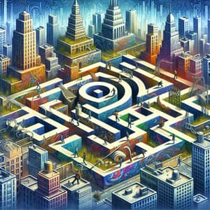 Urban Labyrinth Logo Design | Dreamy, Surreal Cityscape