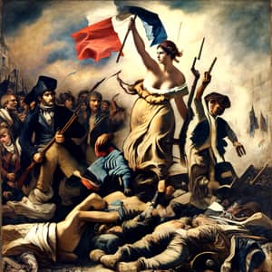 Historic Painting of Liberty Leading Diverse Group | 19th Century Style