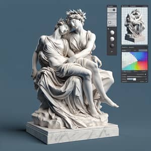 Baroque-style 3D Sculpture of Two Women in Marble | Art pre-1912
