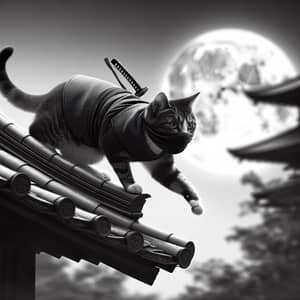 Ninja Cat - Agile Feline with Sharp Gaze | Japanese Garden Scene
