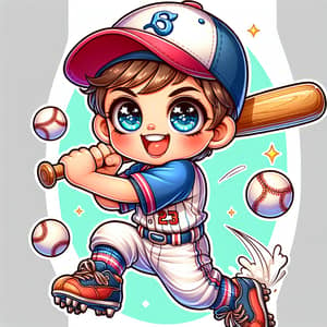 Charming Baseball Boy Illustration
