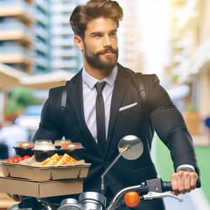 Professional Soccer Player Running Food Delivery Service