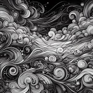 Abstract Black and White Line Art Background