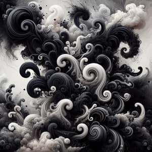 Monochromatic Abstract Swirly Background in Black and White