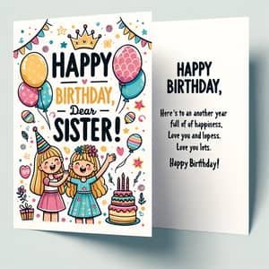 Printable Birthday Card for Big Sister - Joyful Design