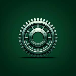 Detailed Steel Gear Vector Image on Rich Green Background