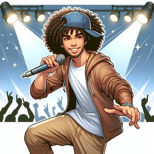 Young Hispanic Man Grooving to HipHop Music on Stage