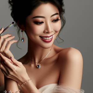 Elegant Asian Woman Getting Ready for Romantic Date