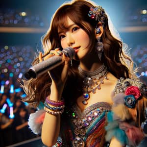 Jpop Idol Girl Performer: Energetic Performance on Stage