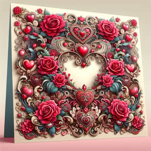 Intricately Designed Valentine's Card with Romantic Symbols