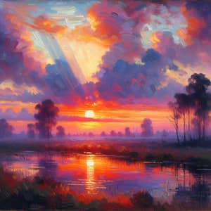 Impressionistic Sunset Painting | Landscape Art