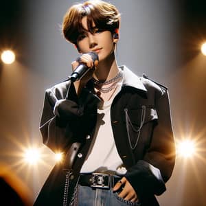 Young Korean Idol in Stylish Performance Attire