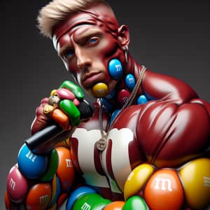 Colorful Candy-Coated Rapper: Unique Hip-Hop Performance