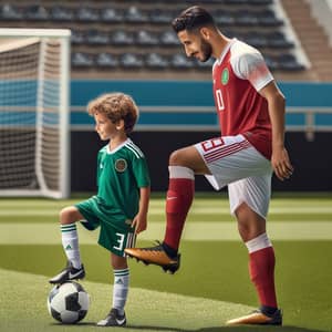 10-Year-Old Child Joins Moroccan Football Player on Field