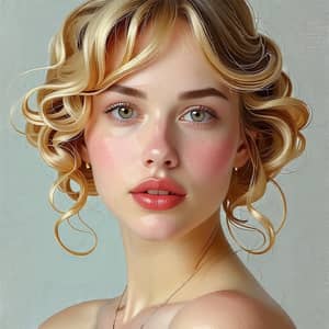 Soft Pastel Portrait Painting - Elegant Woman with Blonde Hair
