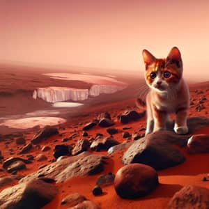 Curious Cat Exploration on Mars | Shiny Coat & Orange-Red Terrain
