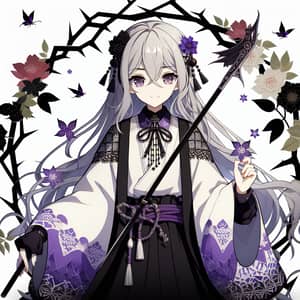 Anime Witch Girl | Enchantress with Long Silver Hair