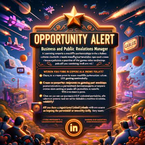 Business and Public Relations Manager at Infinity Games | Opportunity Alert