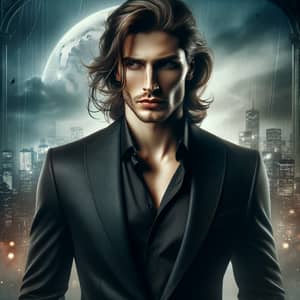Captivating Man in Sleek Black Suit | Action Movie Character Look