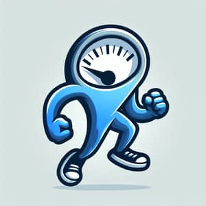 Anthropomorphic Gauge - Friendly Mascot in Blue and Grey