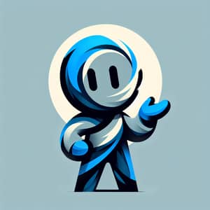 Abstract Blue and Grey Mascot | Friendly Guide Artwork