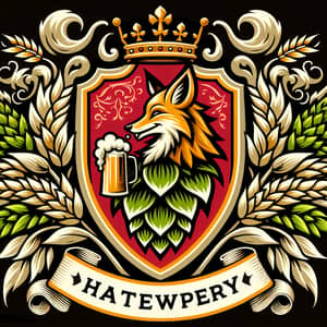 Hop Fox Brewery Coat of Arms: Hop-Filled Design