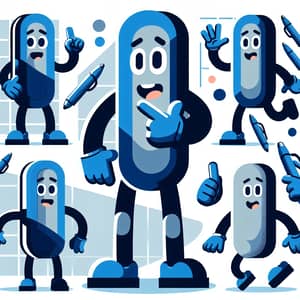 Whimsical Blue and Grey Mascot Design | Animated and Friendly