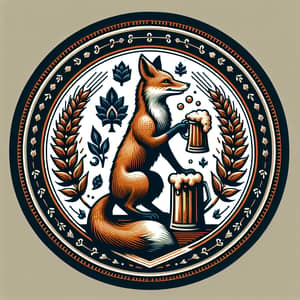 Heraldic Emblem of a Fox Drinking Beer for Brewery