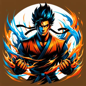 Martial Arts Warrior Goku with Flaming Aura | Website Title