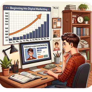 Beginner's Journey into Digital Marketing | Income Growth Visualization