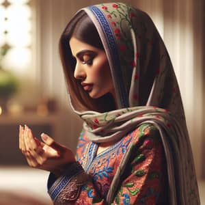 South Asian Woman Making Dua | Religious Act of Offering Prayer