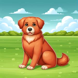 Medium-Sized Russet-Brown Dog in Green Field