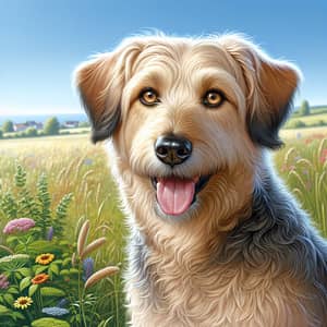 Medium-Sized Dog with Wavy Fur in Light Brown | Sunny Meadow Illustration